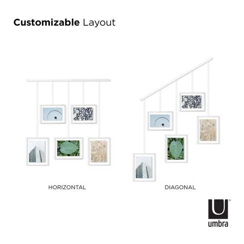 Biała multiramka na zdjęcia wisząca Umbra Exhibit skandynawska ramka 10x15 i 13x18