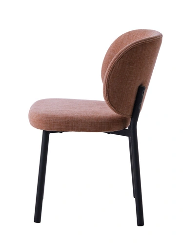 Krzesło tapicerowane Naws różowe do jadalni i salonu nowoczesne na czarnych nogach