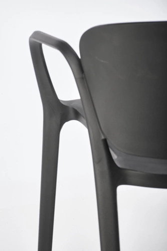 Krzesło do jadalni i ogrodu Nadine Intesi czarne nowoczesne z podłokietnikami sztaplowane