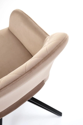 Krzesło tapicerowane welurowe Cretas Velvet Intesi obrotowe beżowe z podłokietnikami do jadalni