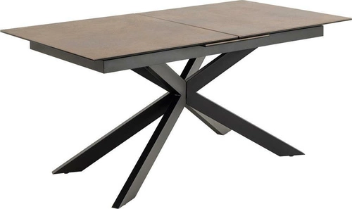 Stół rozkładany do jadalni Irwine Actona 168-210x90 cm ceramiczny blat brązowy czarne nogi industrialny