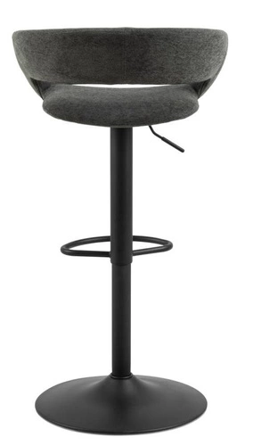 Hoker Grace szary ciemny aksamitny z oparciem i podłokietnikami regulowany do kuchni Actona