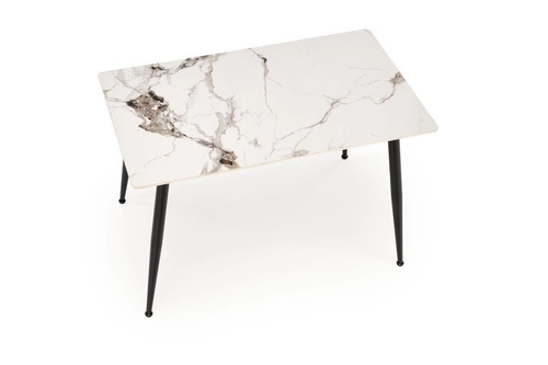 Stół do jadalni Nicolalla 120 cm biały marmur nowoczesny prostokątny na czarnych nogach Intesi