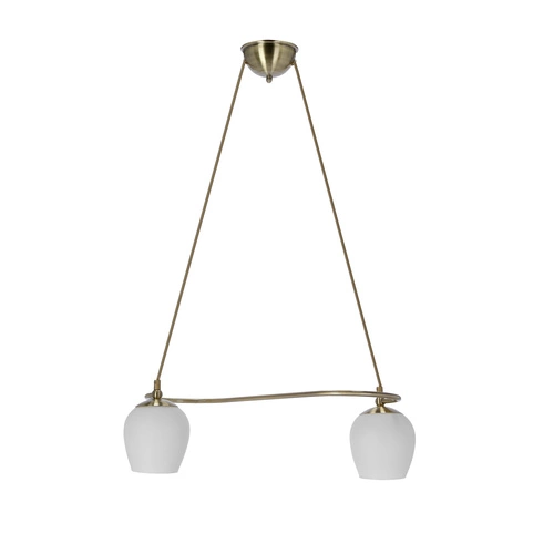 Lampa wisząca Serano patynowy 2x60W E27 klosz biały