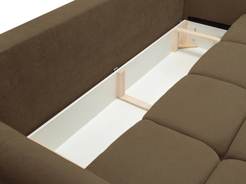Sofa rozkładana 3 osobowa z funkcją spania i pojemnikiem Bode brązowa do salonu