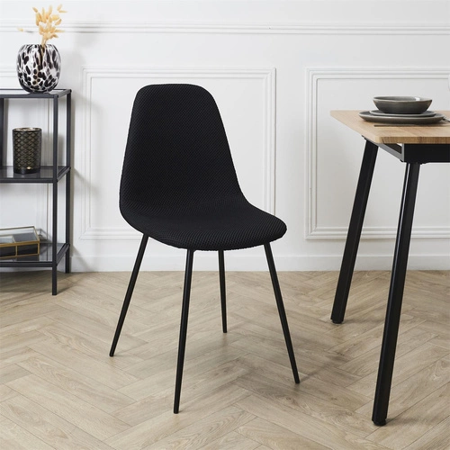 Krzesło tapicerowane Pori czarne Intesi nowoczesne do jadalni i kuchni na metalowych nogach
