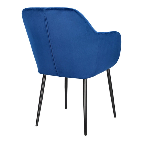 Krzesło do jadalni tapicerowane welur granatowy Emilia Actona z podłokietnikami glamour