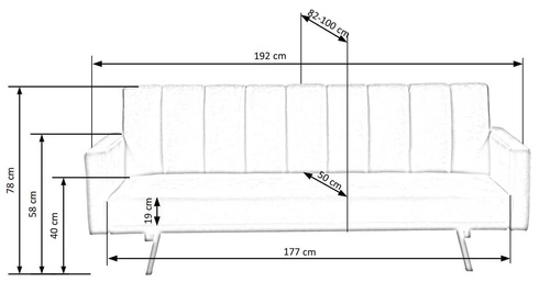 Sofa rozkładana Flow szara welurowa 3 osobowa z funkcją spania do salonu nowoczesna Intesi
