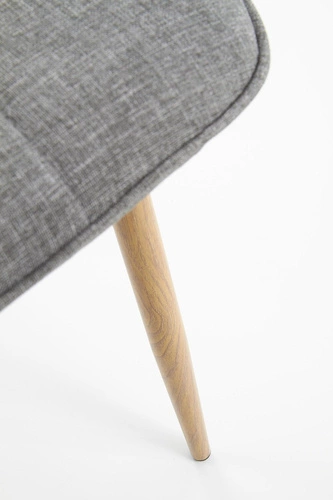 Krzesło tapicerowane Hampshire szare do jadalni nowoczesne skandynawskie dąb miodowy Intesi