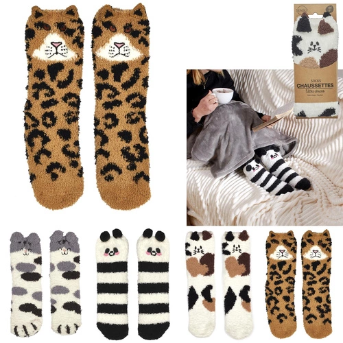 Skarpetki pluszowe Intesi Kot pomarańczowe miękkie i przyjemne w dotyku do domu