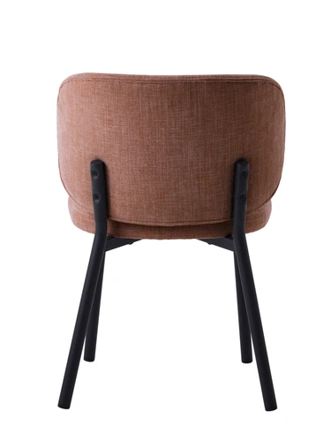 Krzesło tapicerowane Naws różowe do jadalni i salonu nowoczesne na czarnych nogach