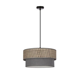 Lampa wisząca Karrara czarny 1x60W E27 abażur szaro beżowy+szary