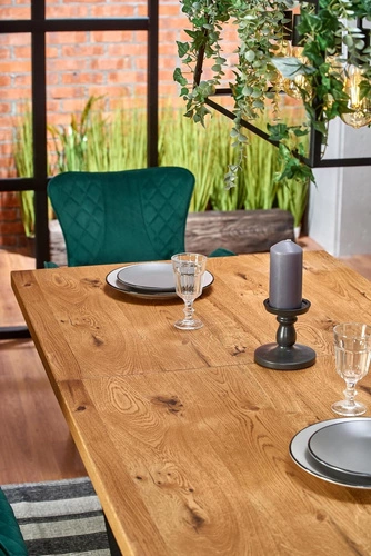 Stół rozkładany do jadalni Silva nowoczesny loft jasny dąb czarne nogi 160-250 cm Intesi