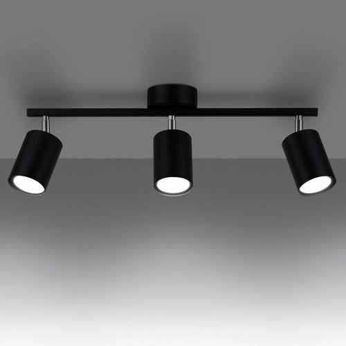 Plafon sufitowy czarny LEMMI 3 minimalistyczny metalowy z regulacją do salonu SOLLUX