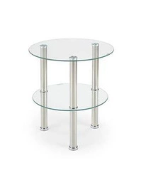 Stolik kawowy Sable okrągły szklany glamour transparentny chrom do salonu 45 cm Intesi