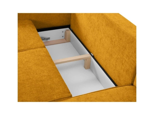 Narożnik z funkcją spania Dunas Yellow Structured Fabric Prawostronna kolor nóg czarny