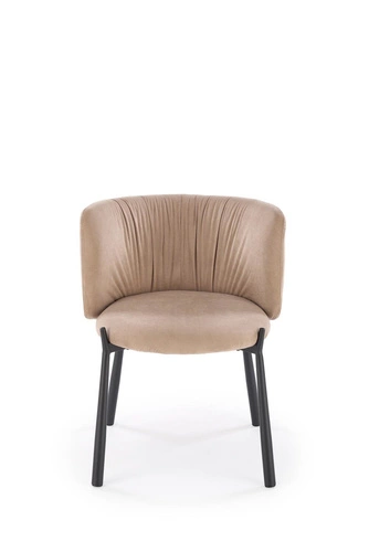 Krzesło tapicerowane welurowe Itzal beżowe do jadalni nowoczesne z czarnymi nogami Intesi