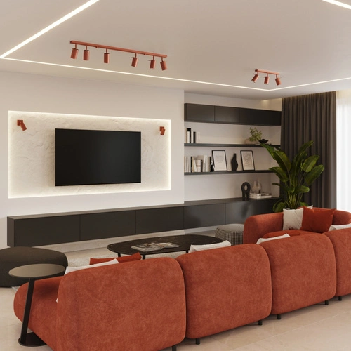 Plafon sufitowy RING 2 nowoczesny czerwony stalowy do salonu sypialni i przedpokoju SOLLUX