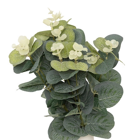 Biały nowoczesny wazon dekoracyjny Suza łuk ze sztucznym eukaliptusem 37 cm Atmosphera