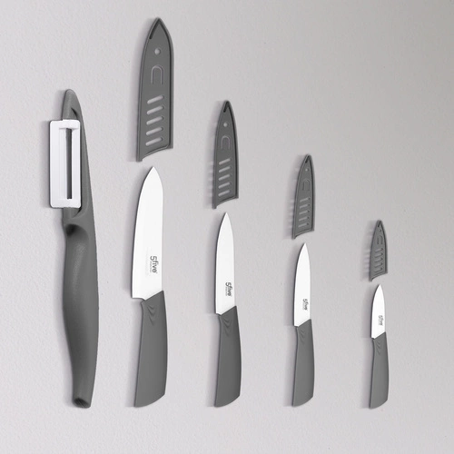 Nóż ceramiczny Zirco 10 cm do warzyw i owoców z etui biało-czarny 5five