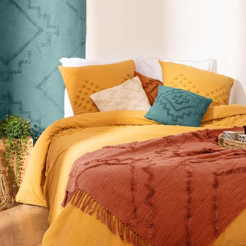 Narzuta na łóżko Inca 130x180 cm pikowana bawełniana boho terakota Atmosphera