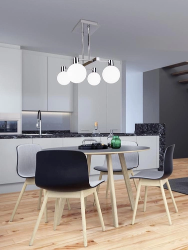 Lampa wisząca Maldus nowoczesna szklana 4-punktowa do salonu i jadalni chromowana