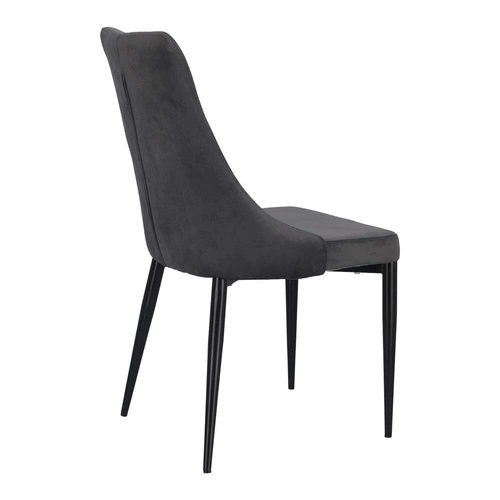 Krzesło Magnat tapicerowane welur szary glamour na czarnych metalowych nogach do jadalni Intesi
