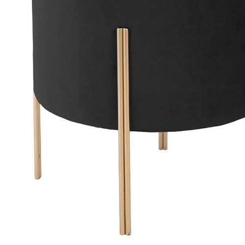 Pufa Living Velvet Atmosphera czarna welurowa na złotych nogach okrągła do salonu glamour