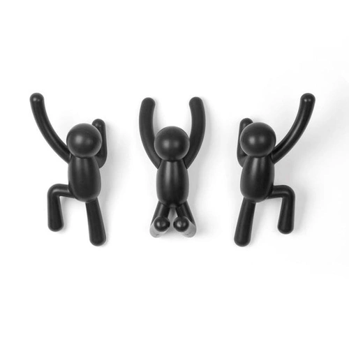 Wieszak ścienny Buddy czarny Umbra nowoczesny do przedpokoju zestaw 3 sztuki