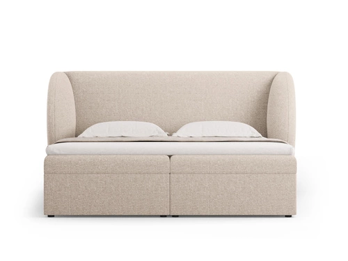 Łóżko tapicerowane Miley beżowe 140x200 z pojemnikiem nowoczesne do sypialni