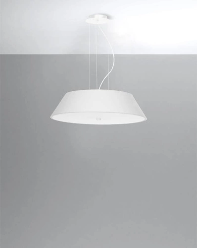 Żyrandol sufitowy Vega 60 biały nowoczesny do salonu i jadalni z tkaninowym abażurem