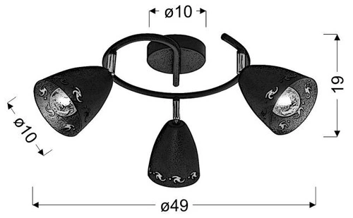 Lampa sufitowa Coty spirala 3x40W E14  czarny