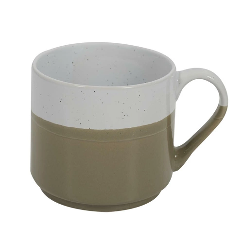 Zestaw 6 kubków ceramicznych Jumelle khaki 330 ml do kawy i herbaty w stylu japandi