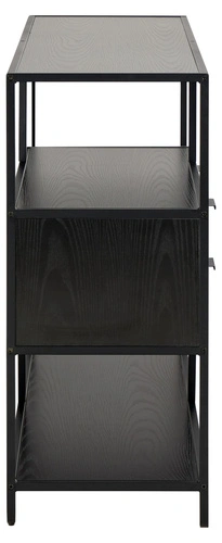 Regał loftowy Seaford V Actona na książki z szufladami czarny jesion