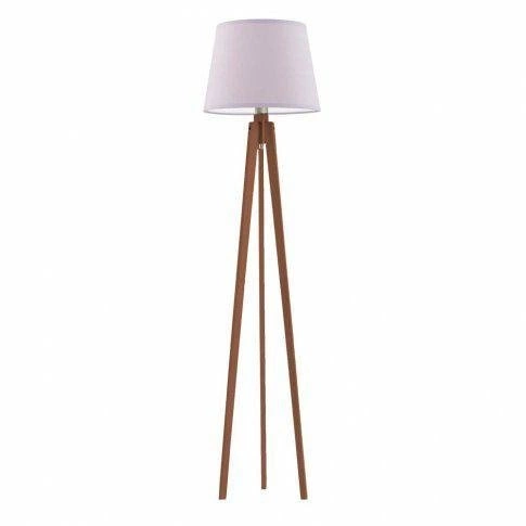 Lampa podłogowa CURACAO abażur jasny fiolet stelaż mahoniowy
