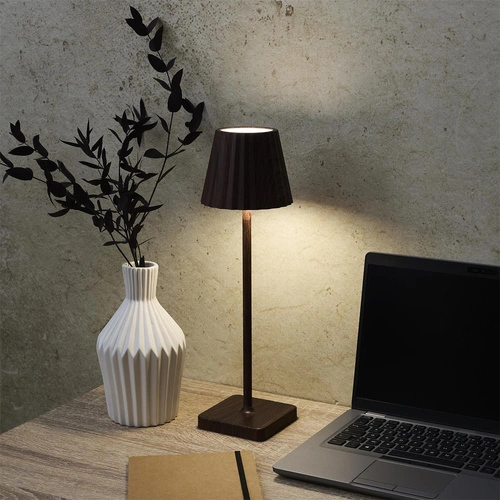 Lampka nocna Blanca LED dotykowa brązowa do sypialni ze ściemniaczem