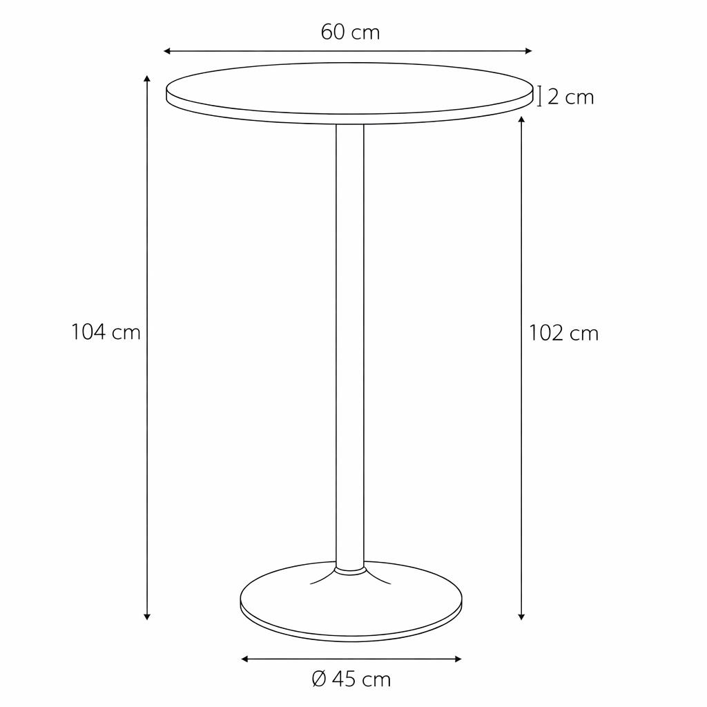 Stół barowy Hvar okrągły czarny nowoczesny do kuchni i restauracji metalowy 60 cm