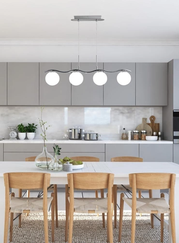 Lampa wisząca Ramon nowoczesna szklana chromowa 4-punktowa do salonu i jadalni