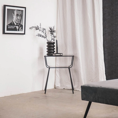 Stolik kawowy HV decor czarny prostokątny szklany nowoczesny pomocniczy do salonu 60,5 cm