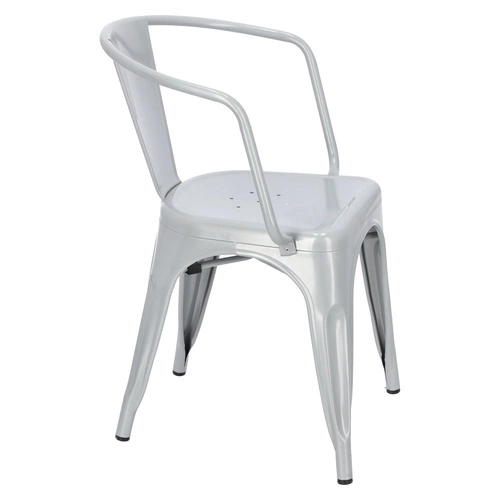 Krzesło metalowe Paris Arms szare do jadalni i kuchni z podłokietnikami inspirowane Tolix