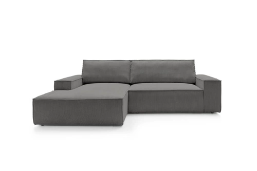 Narożnik sztruksowy Molde M lewy z funkcją spania i pojemnikiem do salonu szary