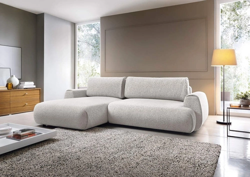 Narożnik z funkcją spania Ljung lewy szary nowoczesny z pojemnikiem do salonu Intesi