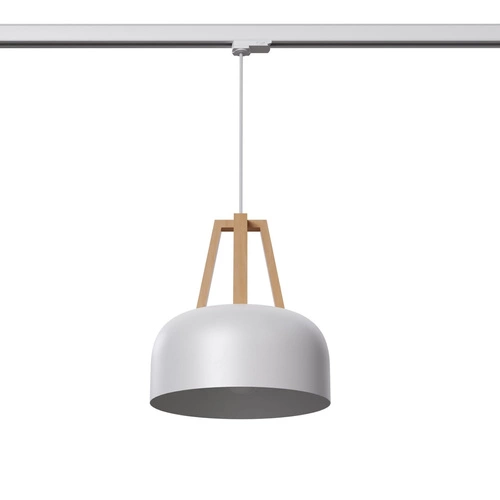 Lampa wisząca CASCO biała/naturalne  drewno E27 4000K 7,5W 690lm
