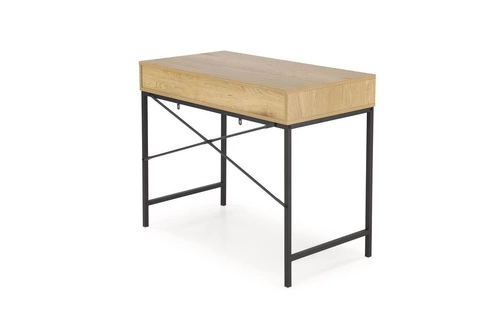 Biurko do pracy Bocka nowoczesne loftowe z szufladą i półką naturalny/czarny 95 cm