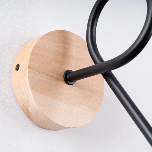 Kinkiet ścienny EMBER czarny drewniany nowoczesny do salonu i sypialni SOLLUX LIGHTING