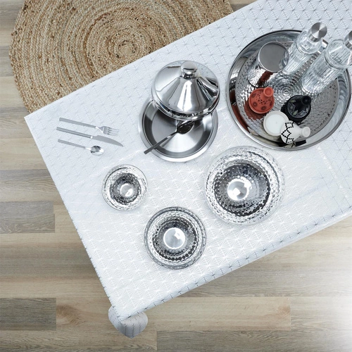 Obrus na stół Geometric Dore prostokątny biały 140x250cm nowoczesny do jadalni Intesi