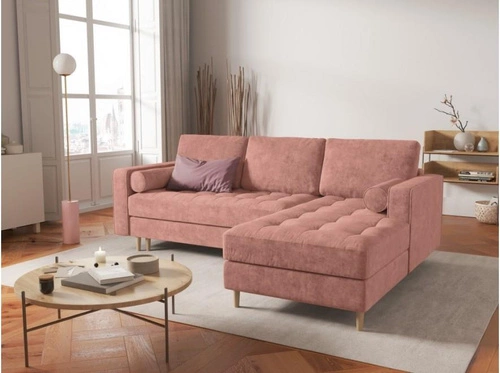 Narożnik z funkcją spania Gobi Pink Structured Fabric prawostronny