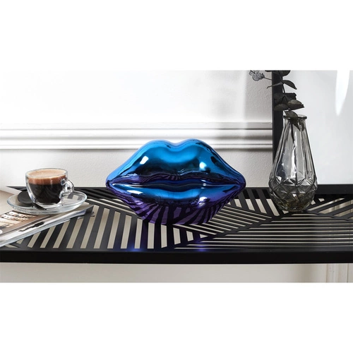 Figurka dekoracyjna usta Intesi ceramiczna opalizująca niebieska do salonu lub na prezent