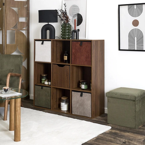 Regał na książki Tiffany 9 półek orzech ciemny do salonu Intesi