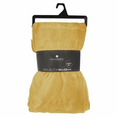 Koc flanelowy Atmosphera żółty 180x230 cm ciepły i miękki na kanapę lub łóżko